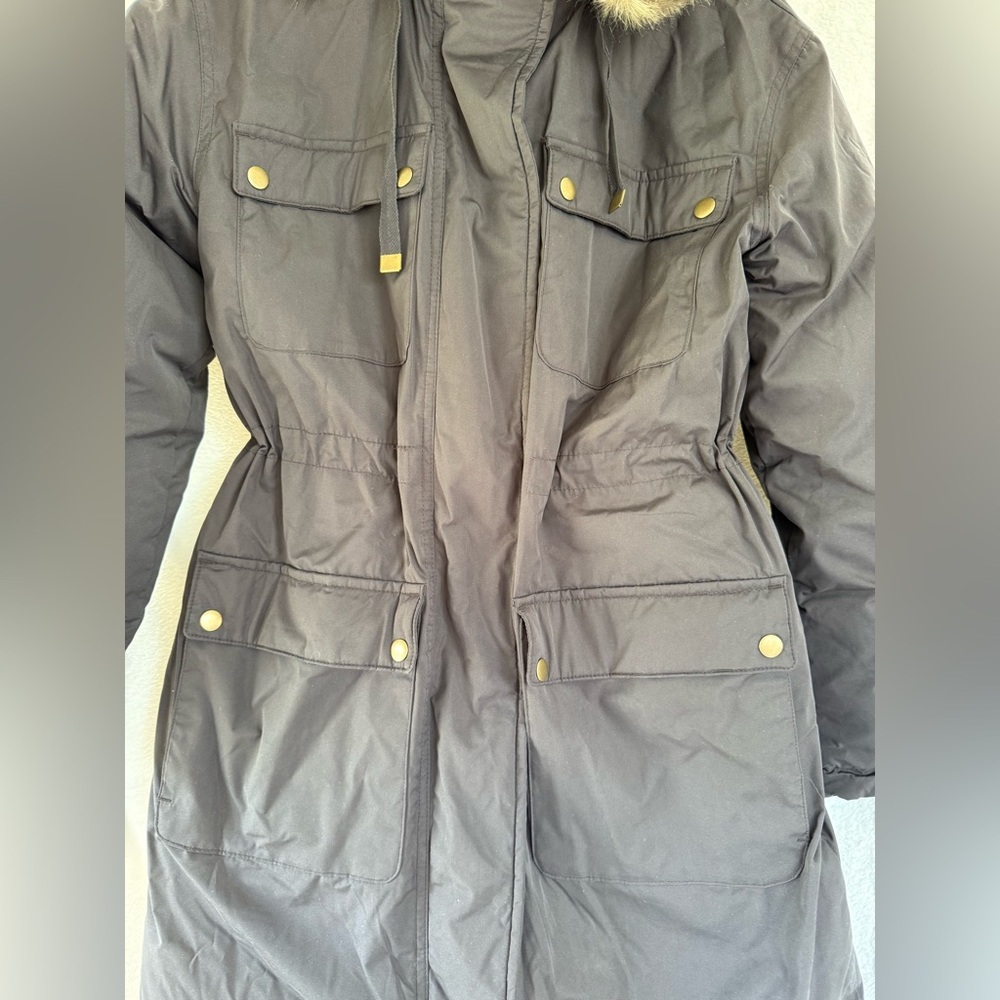 Universal Thread Dark Gray Fur-Trimmed Puffer Coat - Picture 6 of 8